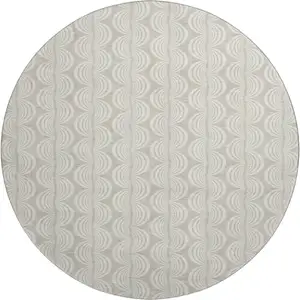 Photo of 8' Beige And Ivory Ogee Washable Round Rug With UV Protection