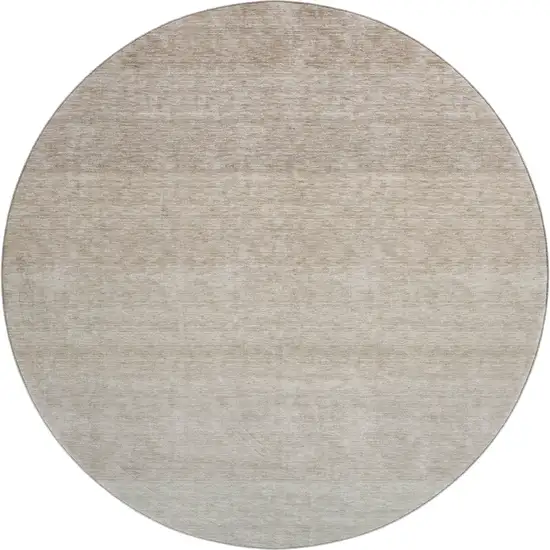 8' Beige And Ivory Ombre Washable Round Rug With UV Protection Photo 1
