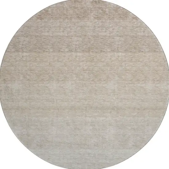 8' Beige And Ivory Ombre Washable Round Rug With UV Protection Photo 3