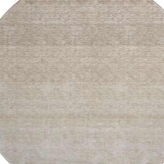 8' Beige And Ivory Ombre Washable Round Rug With UV Protection Photo 2