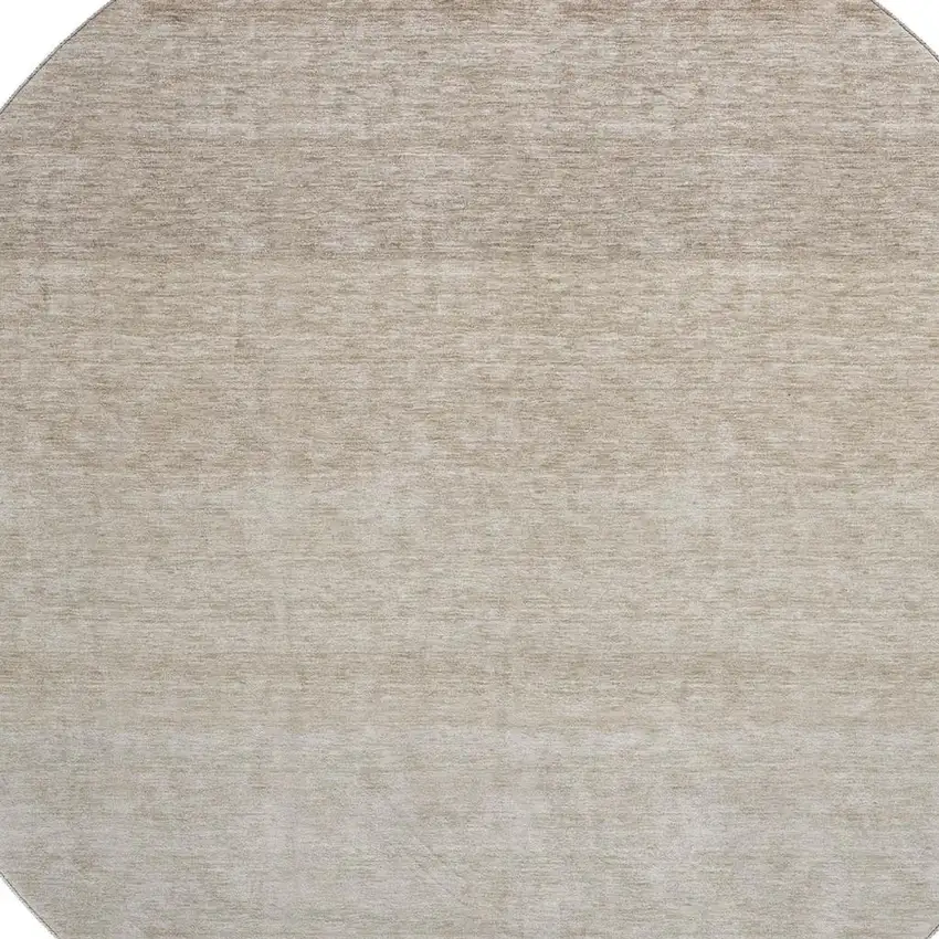 8' Beige And Ivory Ombre Washable Round Rug With UV Protection Photo 2