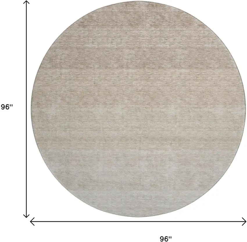 8' Beige And Ivory Ombre Washable Round Rug With UV Protection Photo 9