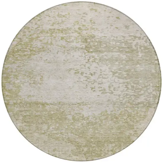 8' Beige And Ivory Round Abstract Washable Indoor Outdoor Area Rug Photo 3