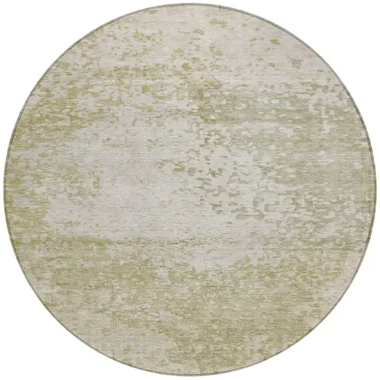 8' Beige And Ivory Round Abstract Washable Indoor Outdoor Area Rug Photo 4