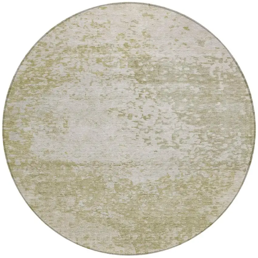 8' Beige And Ivory Round Abstract Washable Indoor Outdoor Area Rug Photo 4