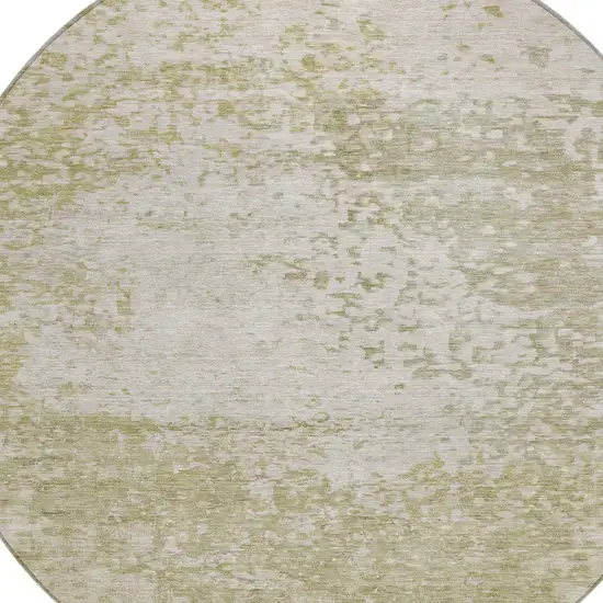 8' Beige And Ivory Round Abstract Washable Indoor Outdoor Area Rug Photo 8