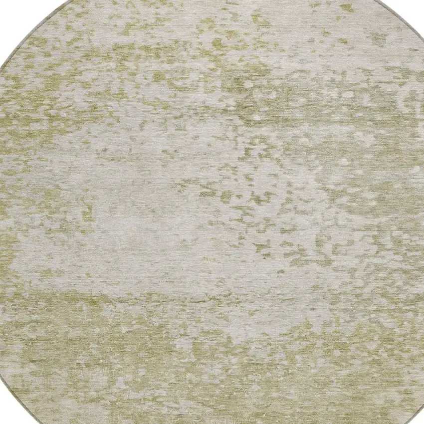 8' Beige And Ivory Round Abstract Washable Indoor Outdoor Area Rug Photo 8