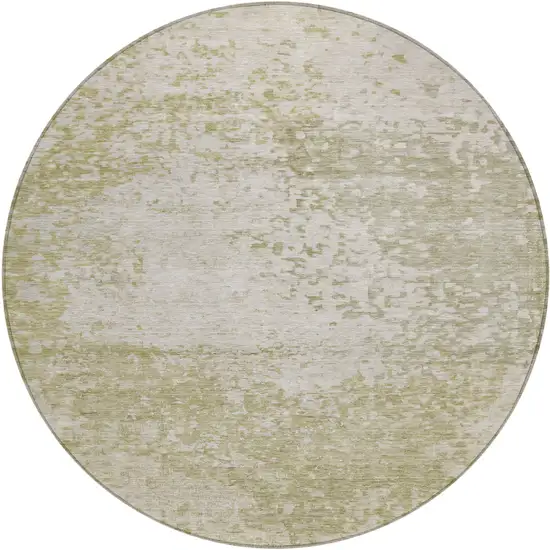 8' Beige And Ivory Round Abstract Washable Indoor Outdoor Area Rug Photo 1