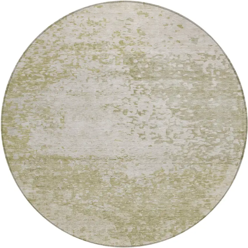8' Beige And Ivory Round Abstract Washable Indoor Outdoor Area Rug Photo 1