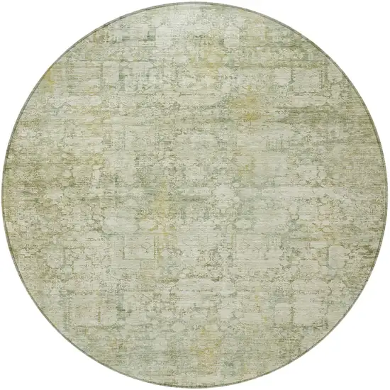 8' Beige And Ivory Round Abstract Washable Indoor Outdoor Area Rug Photo 3