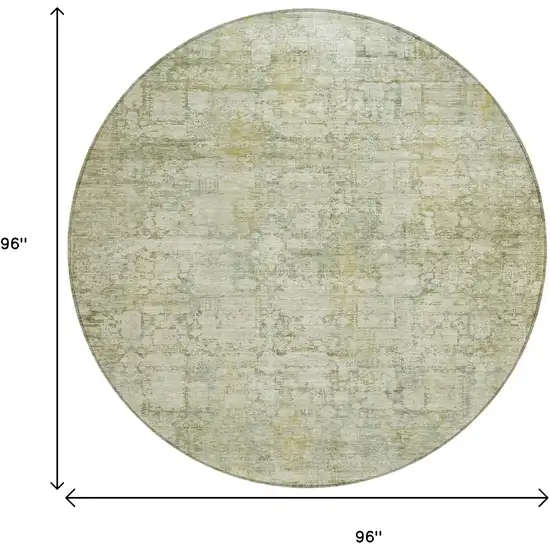 8' Beige And Ivory Round Abstract Washable Indoor Outdoor Area Rug Photo 8
