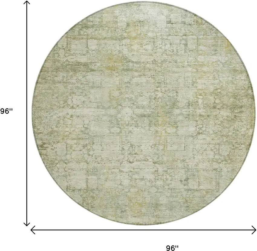 8' Beige And Ivory Round Abstract Washable Indoor Outdoor Area Rug Photo 8