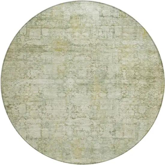 8' Beige And Ivory Round Abstract Washable Indoor Outdoor Area Rug Photo 1