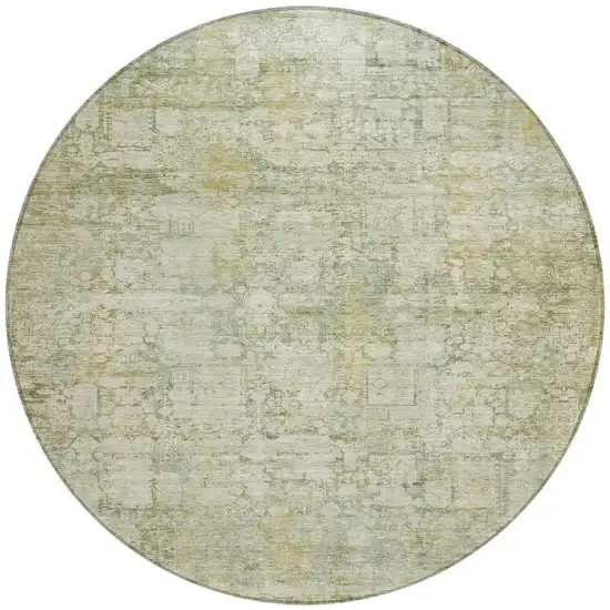 8' Beige And Ivory Round Abstract Washable Indoor Outdoor Area Rug Photo 4