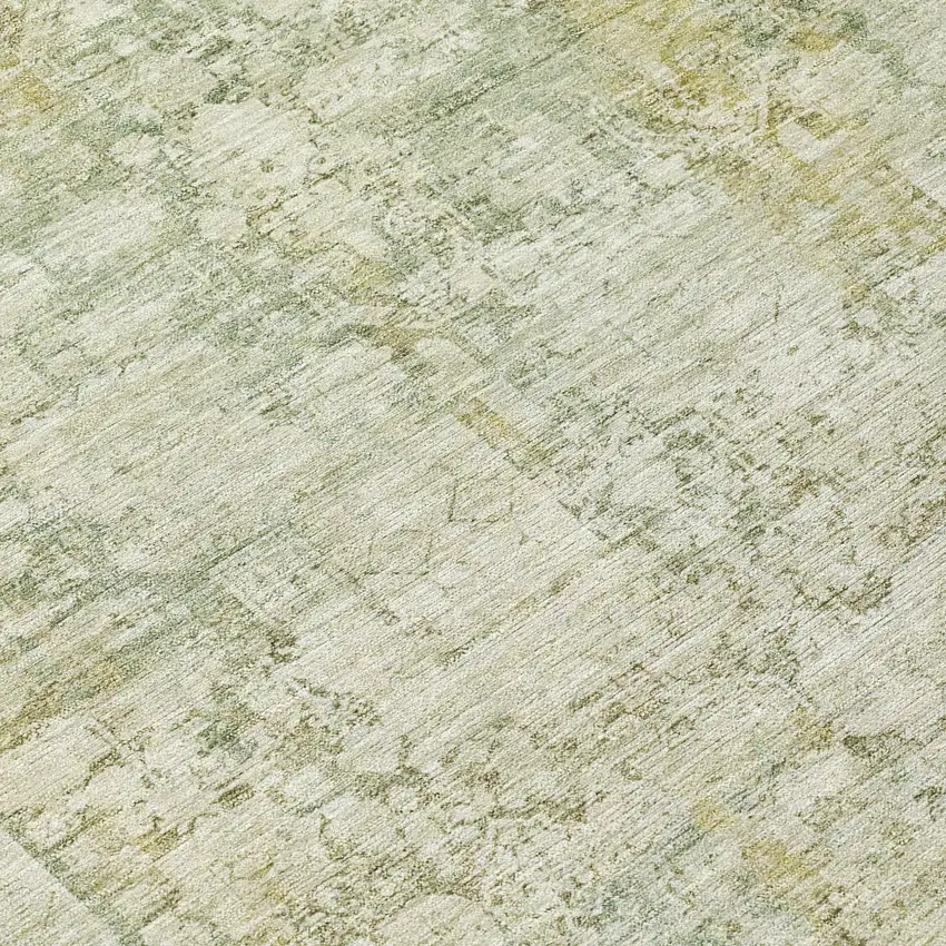 8' Beige And Ivory Round Abstract Washable Indoor Outdoor Area Rug Photo 9