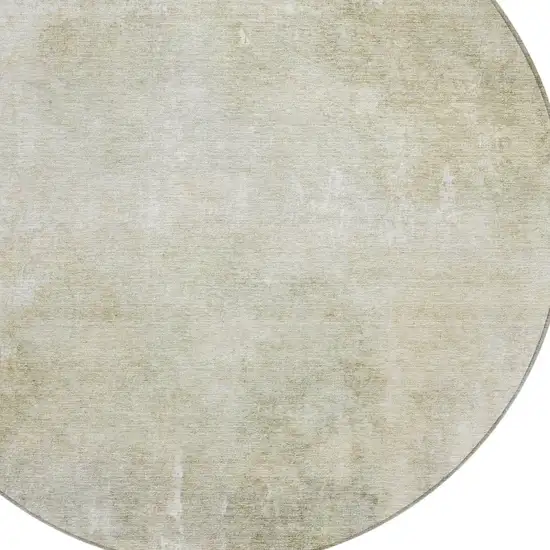 8' Beige And Ivory Round Abstract Washable Indoor Outdoor Area Rug Photo 9