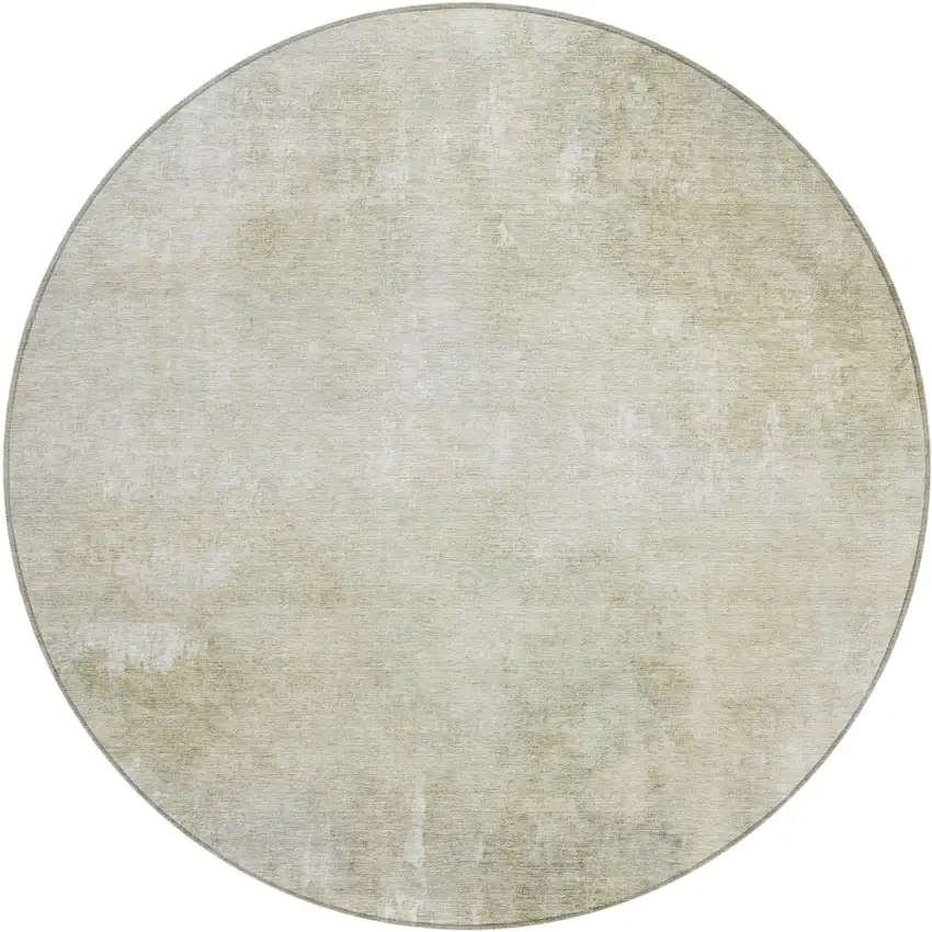 8' Beige And Ivory Round Abstract Washable Indoor Outdoor Area Rug Photo 1