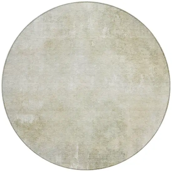 8' Beige And Ivory Round Abstract Washable Indoor Outdoor Area Rug Photo 3