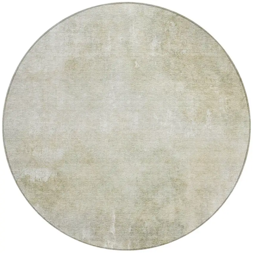 8' Beige And Ivory Round Abstract Washable Indoor Outdoor Area Rug Photo 3