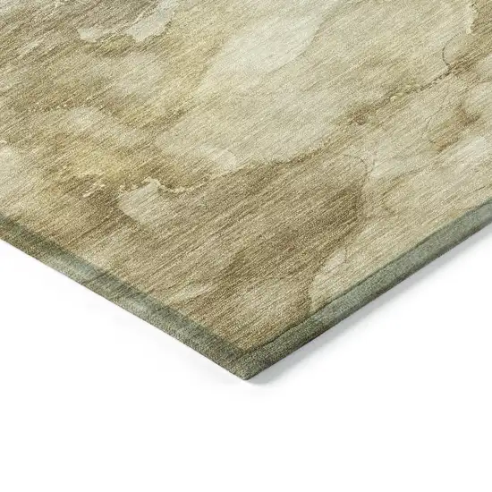 8' Beige And Ivory Round Abstract Washable Indoor Outdoor Area Rug Photo 8