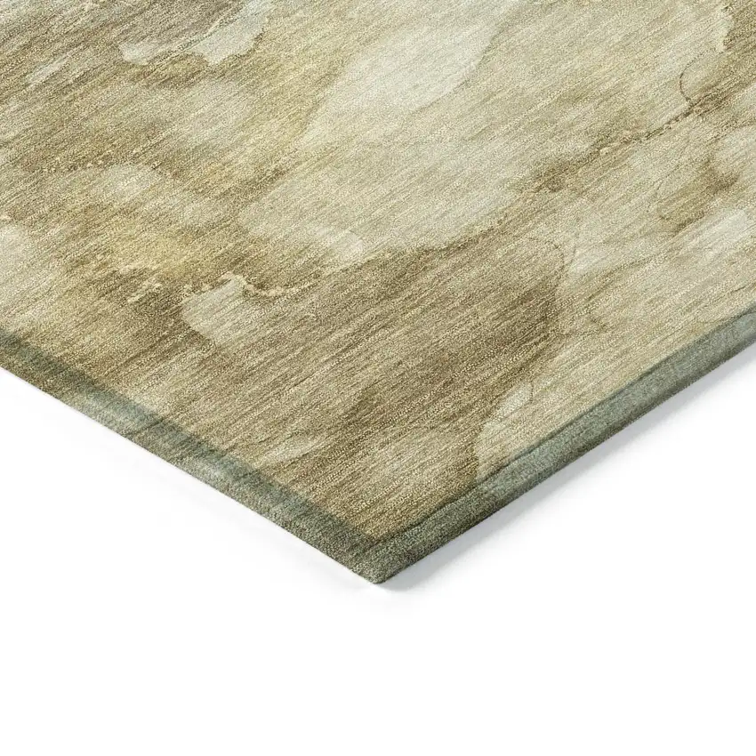 8' Beige And Ivory Round Abstract Washable Indoor Outdoor Area Rug Photo 8