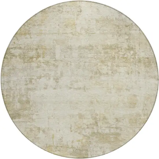 8' Beige And Ivory Round Abstract Washable Indoor Outdoor Area Rug Photo 1