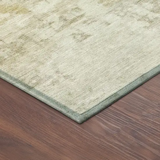 8' Beige And Ivory Round Abstract Washable Indoor Outdoor Area Rug Photo 8