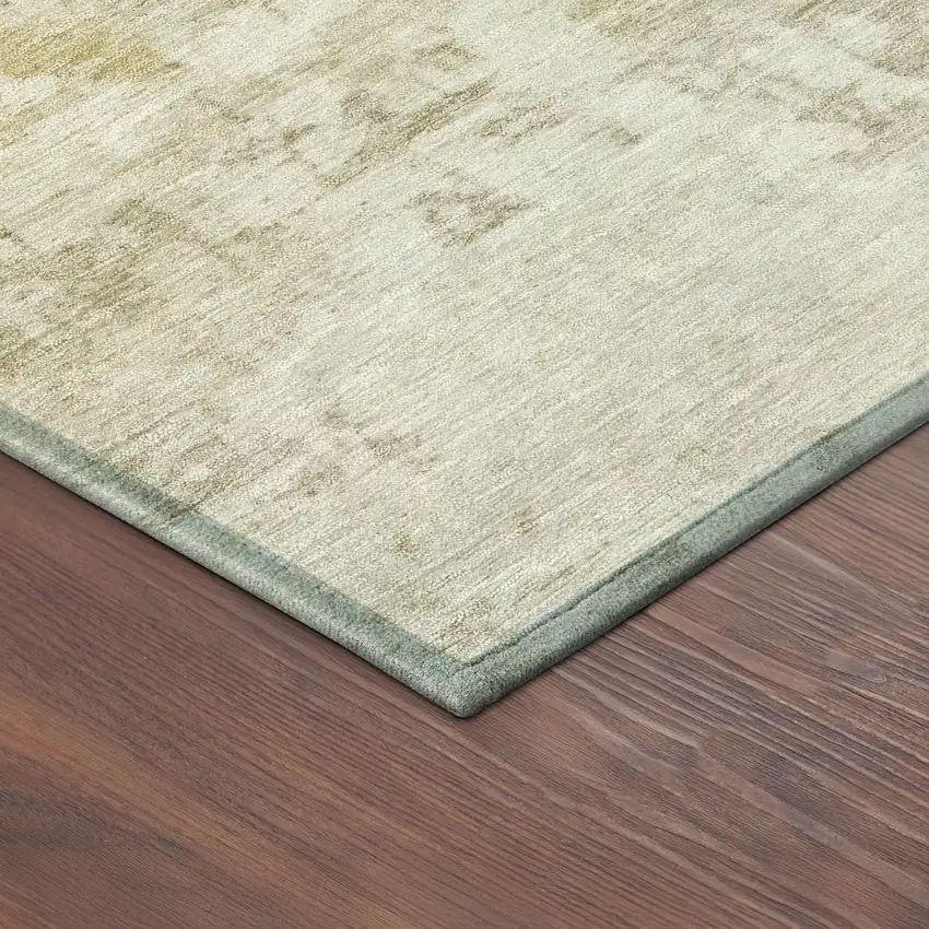 8' Beige And Ivory Round Abstract Washable Indoor Outdoor Area Rug Photo 8