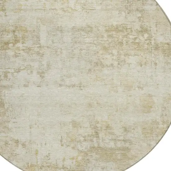 8' Beige And Ivory Round Abstract Washable Indoor Outdoor Area Rug Photo 2