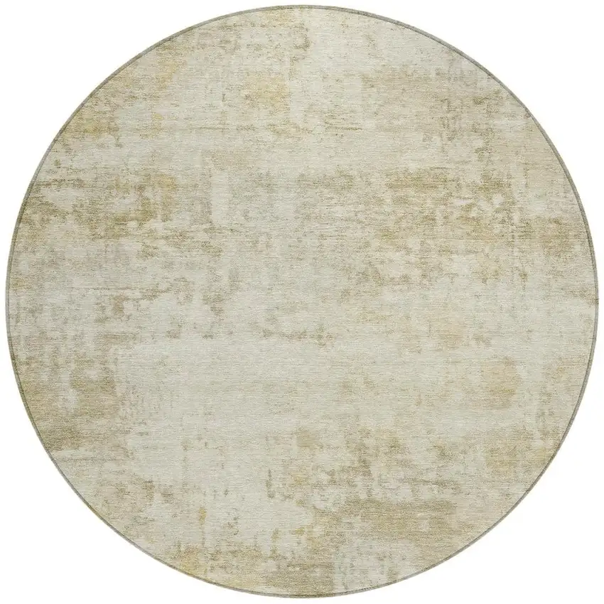 8' Beige And Ivory Round Abstract Washable Indoor Outdoor Area Rug Photo 3