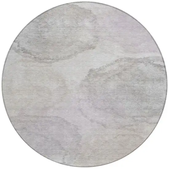 8' Beige And Ivory Round Abstract Washable Indoor Outdoor Area Rug Photo 3