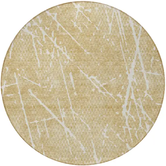 8' Beige And Ivory Round Abstract Washable Indoor Outdoor Area Rug Photo 3