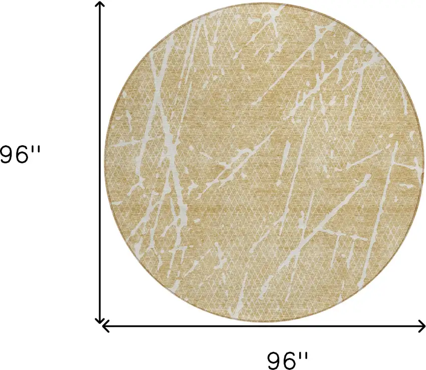 8' Beige And Ivory Round Abstract Washable Indoor Outdoor Area Rug Photo 6