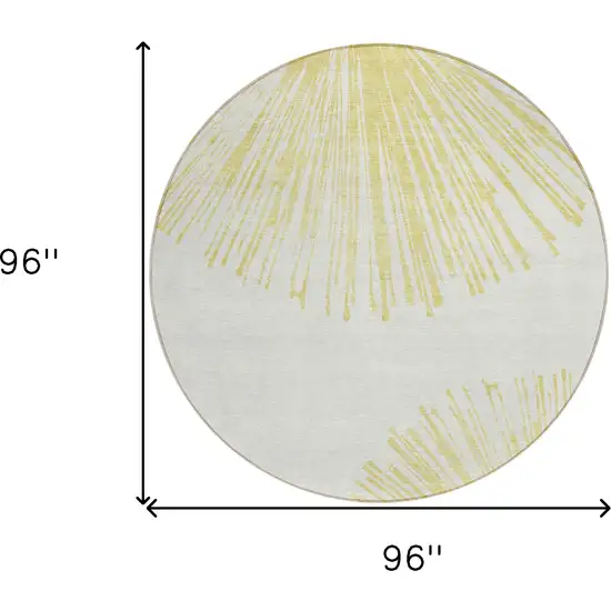8' Beige And Ivory Round Abstract Washable Indoor Outdoor Area Rug Photo 8