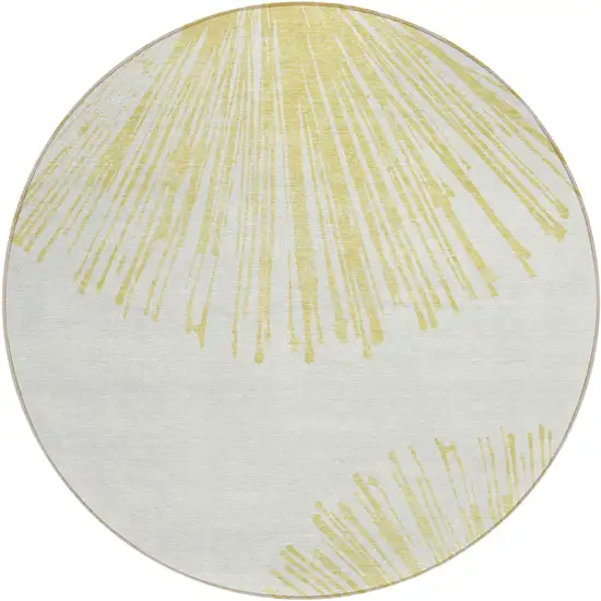 8' Beige And Ivory Round Abstract Washable Indoor Outdoor Area Rug Photo 1