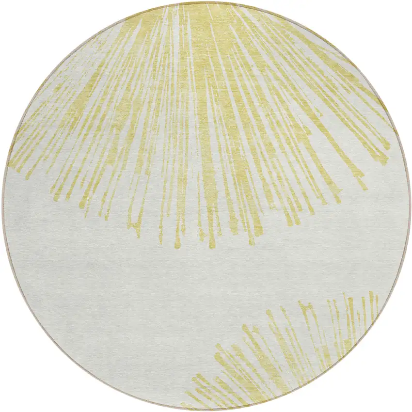 8' Beige And Ivory Round Abstract Washable Indoor Outdoor Area Rug Photo 1