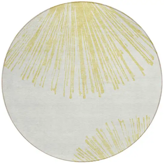 8' Beige And Ivory Round Abstract Washable Indoor Outdoor Area Rug Photo 5