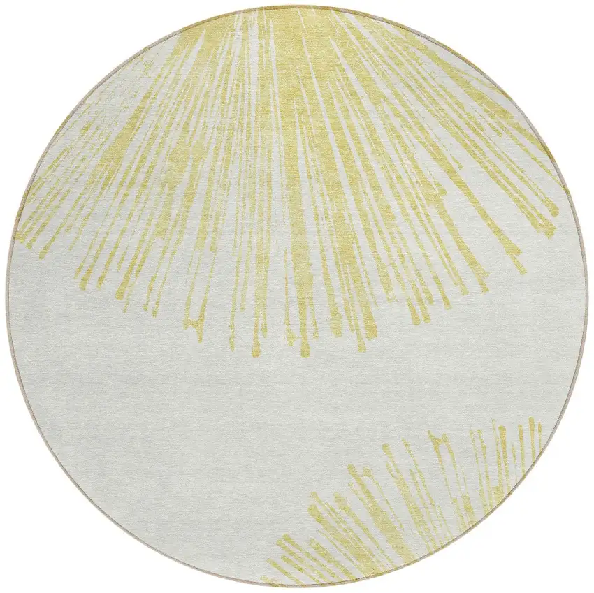 8' Beige And Ivory Round Abstract Washable Indoor Outdoor Area Rug Photo 5