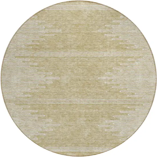 8' Beige And Ivory Round Abstract Washable Indoor Outdoor Area Rug Photo 2