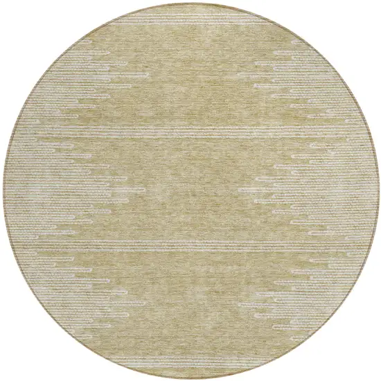 8' Beige And Ivory Round Abstract Washable Indoor Outdoor Area Rug Photo 2