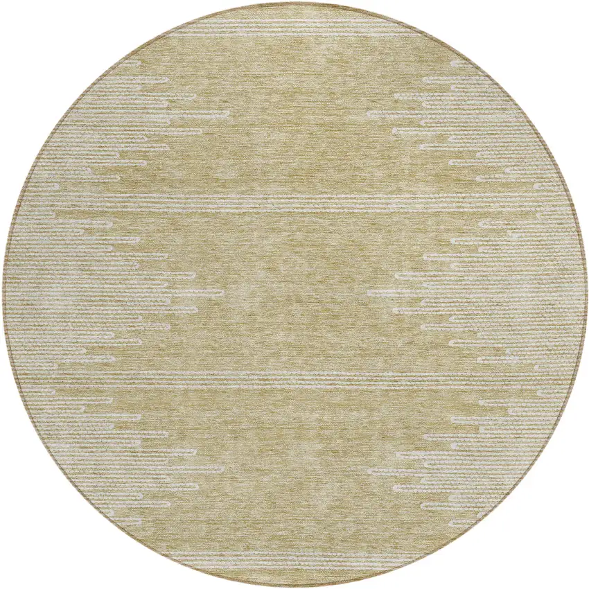 8' Beige And Ivory Round Abstract Washable Indoor Outdoor Area Rug Photo 2
