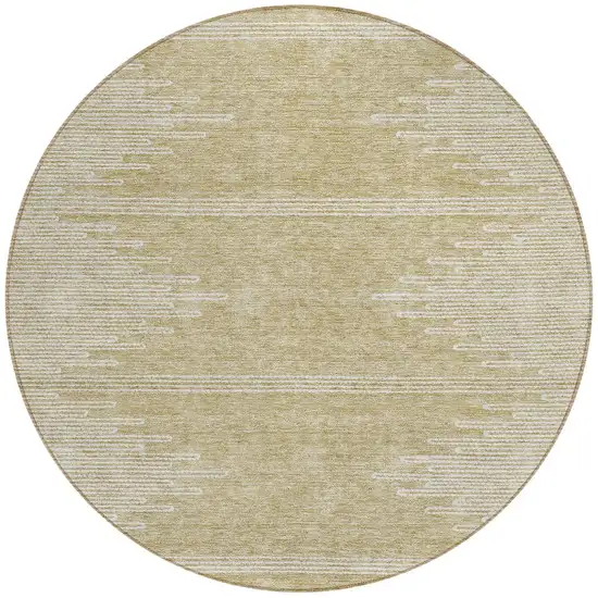 8' Beige And Ivory Round Abstract Washable Indoor Outdoor Area Rug Photo 5