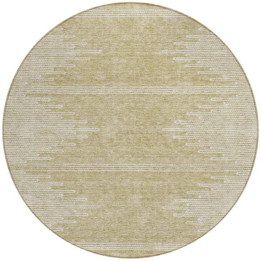8' Beige And Ivory Round Abstract Washable Indoor Outdoor Area Rug Photo 5