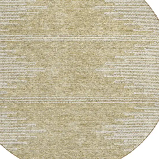 8' Beige And Ivory Round Abstract Washable Indoor Outdoor Area Rug Photo 4