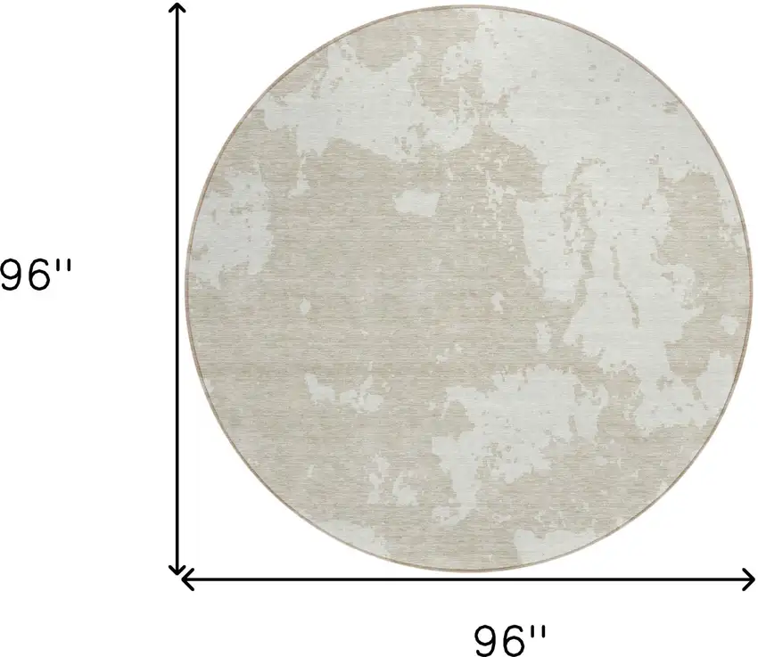 8' Beige And Ivory Round Abstract Washable Indoor Outdoor Area Rug Photo 3