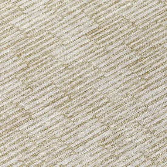 8' Beige And Ivory Round Geometric Washable Indoor Outdoor Area Rug Photo 8