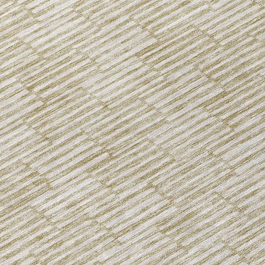 8' Beige And Ivory Round Geometric Washable Indoor Outdoor Area Rug Photo 8