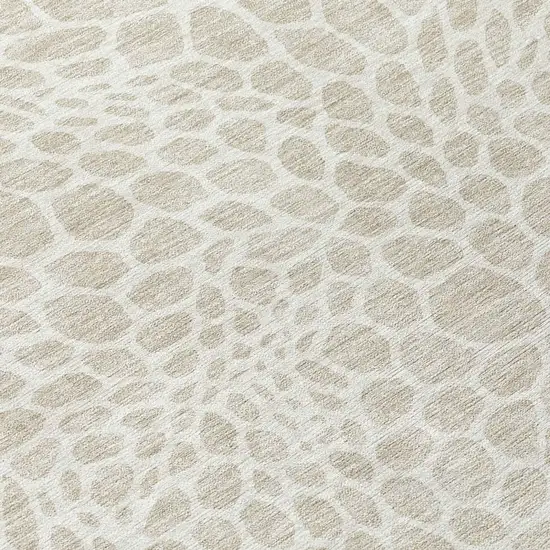8' Beige And Ivory Round Geometric Washable Indoor Outdoor Area Rug Photo 8
