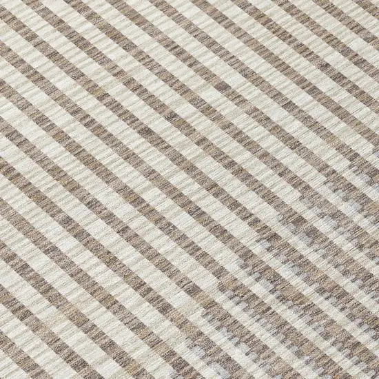8' Beige And Ivory Round Geometric Washable Indoor Outdoor Area Rug Photo 3