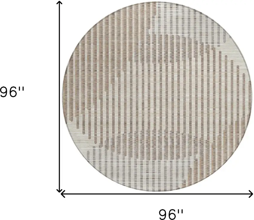 8' Beige And Ivory Round Geometric Washable Indoor Outdoor Area Rug Photo 6